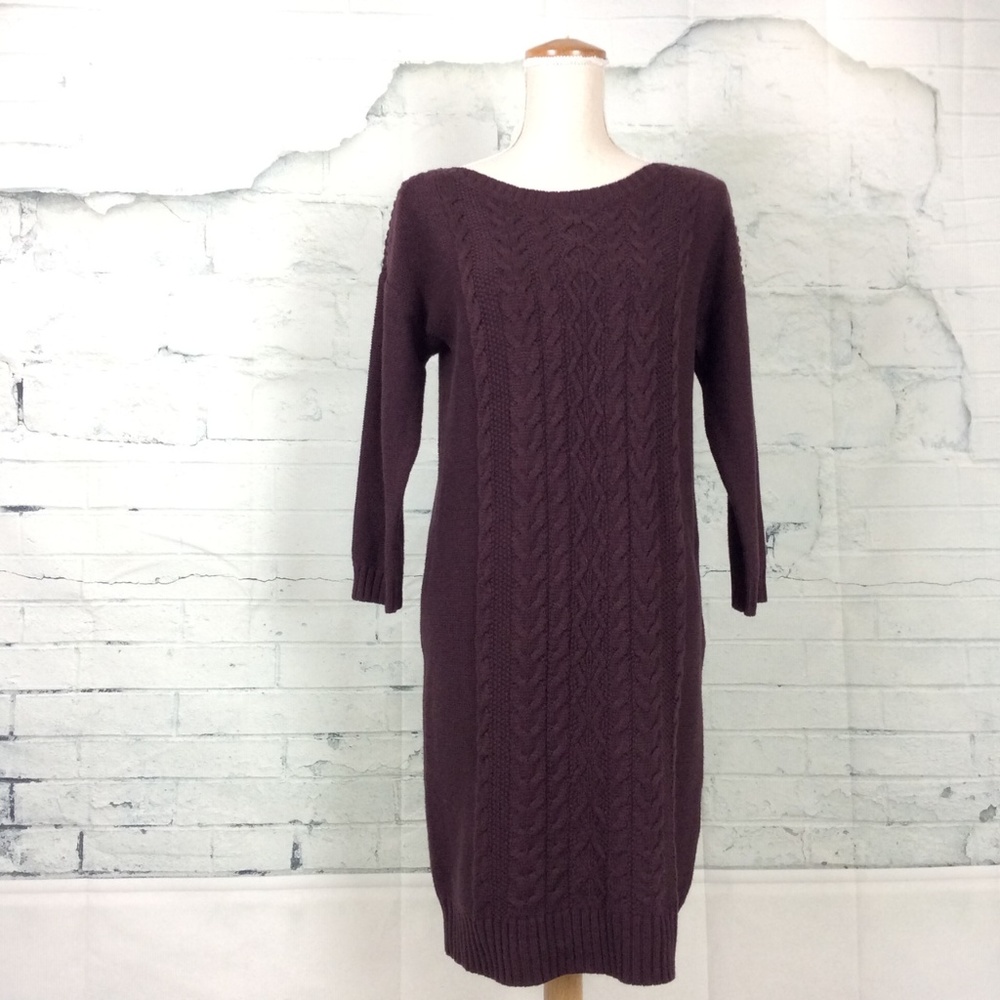 Old Navy Burgundy Cable Knit Sweater Dress